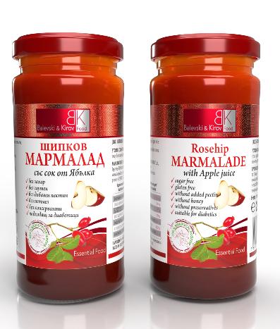 Hagebuttenmarmelade mit Apfelsaft ohne Zucker 290 g - 100% Bio-Hagebutte