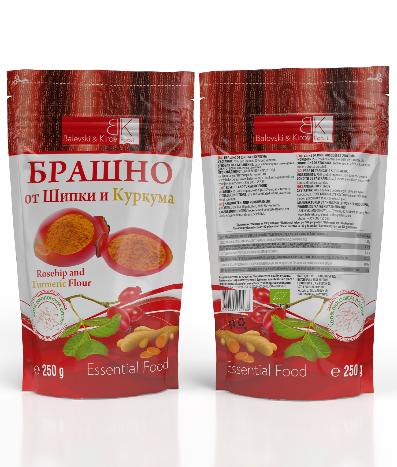 Hagebuttenmehl und Kurkuma 200 - 400 Mikron Doy-Pack 250 g - Bio-Produkt 