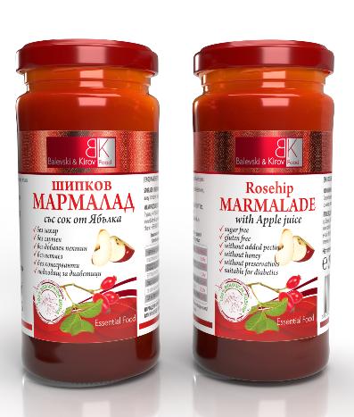 Rosehip jam with apple juice without sugar 290 g - 100% organic rosehip