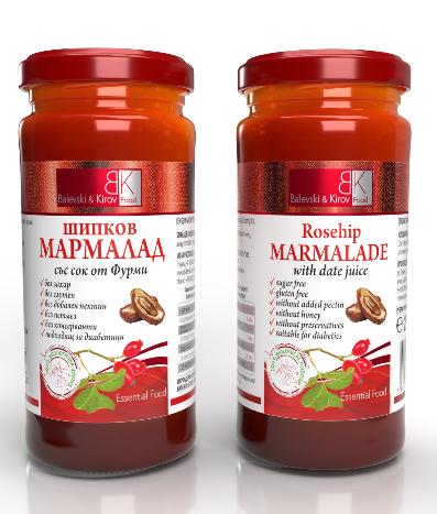 Rosehip jam with date juice without sugar 290 g - 100% organic rosehip