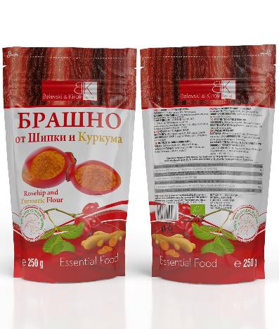 Rosehip and turmeric flour 200 - 400 microns Doy-pack 250 g - Organic product